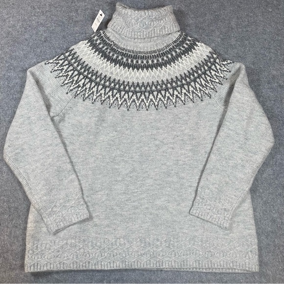 Talbots Metallic Turtleneck Sweater Whimsical Fair Aisle Womens PXL NWT  Gray - Picture 2 of 12